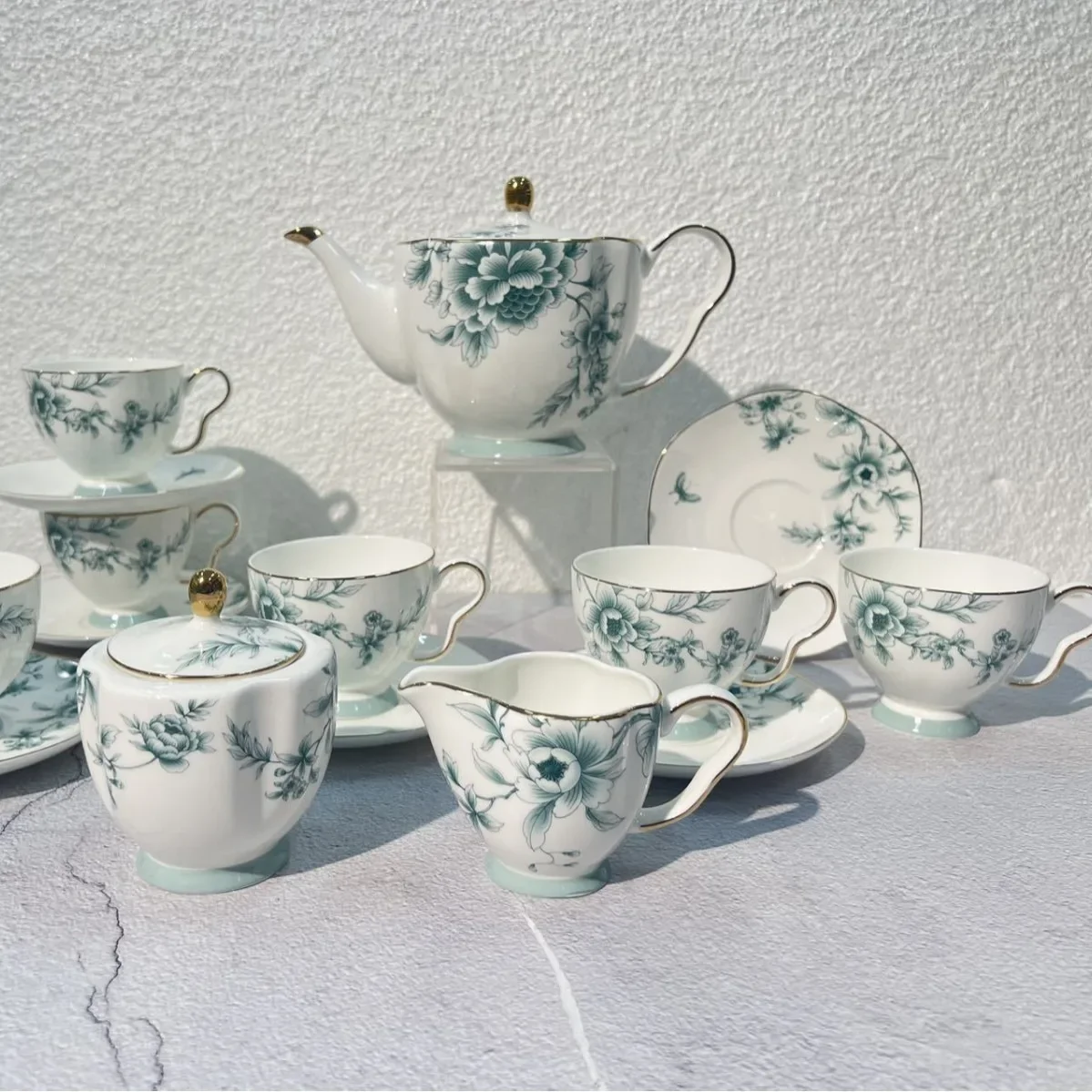CL bone coffee set blue and white phoenix dance afternoon tea set high value afternoon tea coffee cup saucer