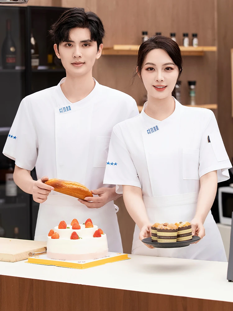 مهنة الشيف موحدة مطعم المطبخ الطبخ قميص قصير الأكمام فندق المطاعم مخبز النادل زي الحلاق وزرة