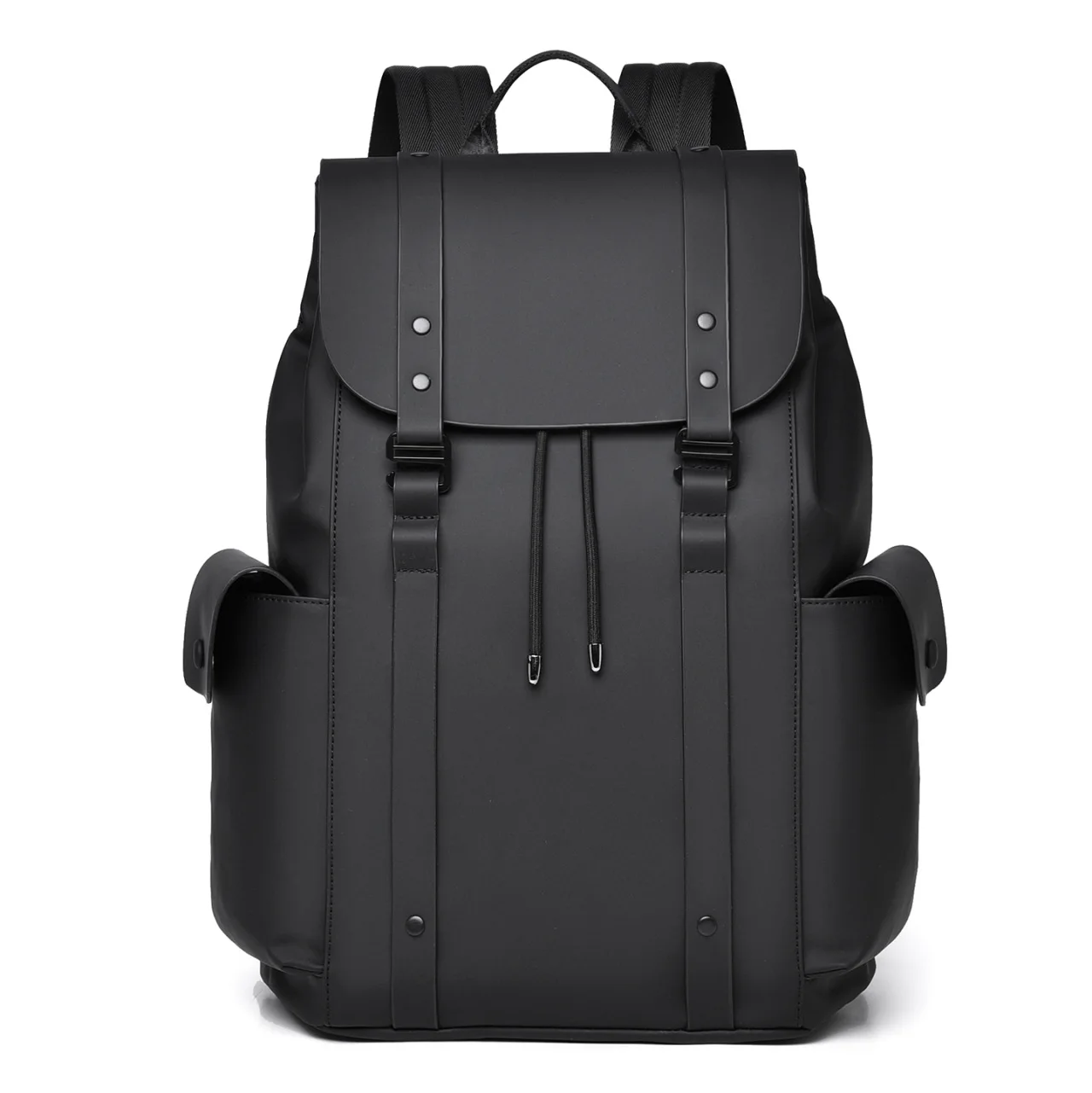 PU leather men's waterproof backpack, multi-functional business commuting 16-inch computer bag, student schoolbag
