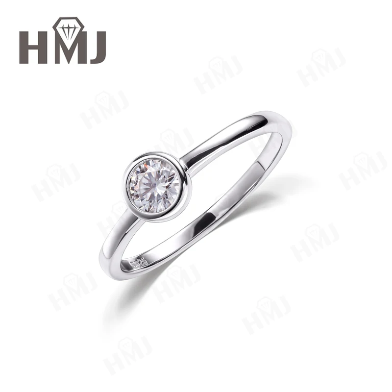 

Simple Round Moissanite Jewelry D Color 5mm Women Trendy 925 Sterling Silver Rings for Female Wedding Bridal Anillos Party Gift