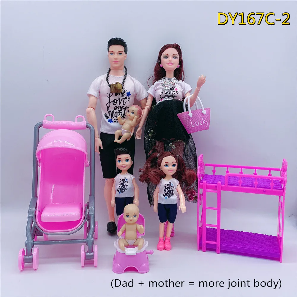 Famille de 6 poupées enceintes articulations mobiles papas maman avec des bébés sur sa princesse poupée fille interactive jouer maison jouet cadeau d'anniversaire