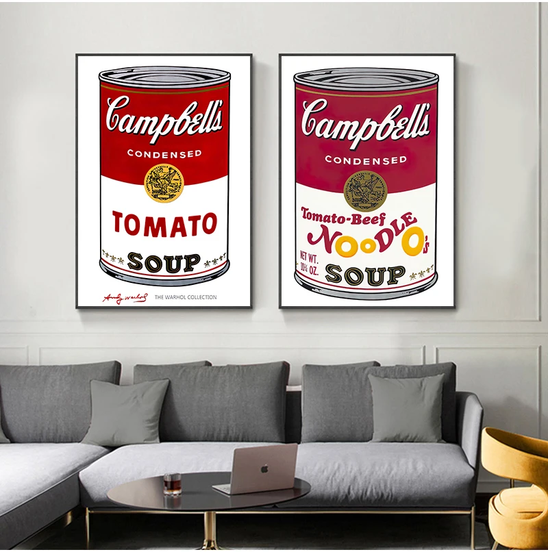 Wall Art Poster Canvas Painting Andy Warhol Tomato Soup Abstract Art Decorative Picture Wall Pictures For Living Room Home Decor