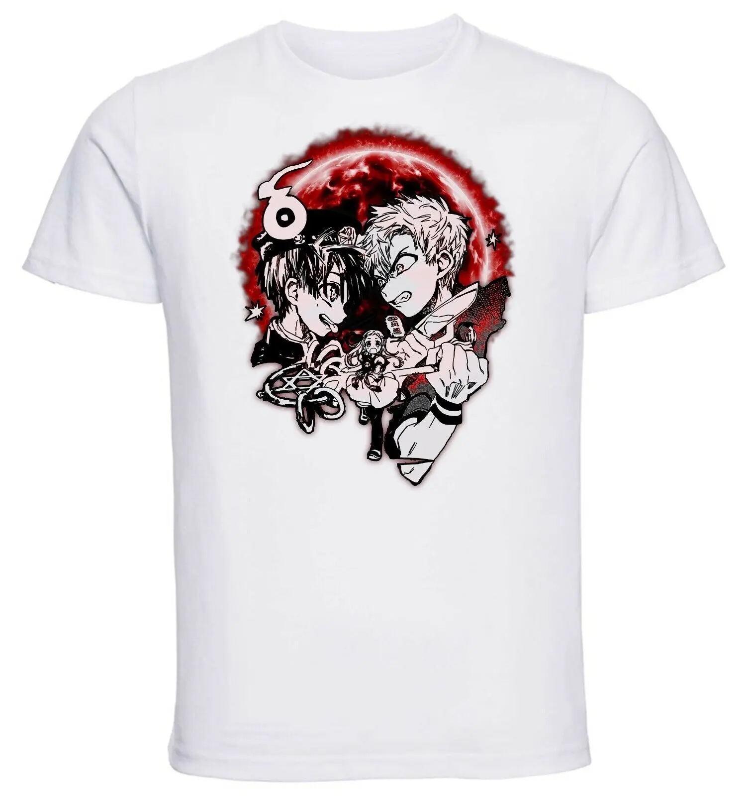 

White T-Shirt - White Jersey - Toilet Bound Hanako Kun - Red Sun Characters- Unisex clothing