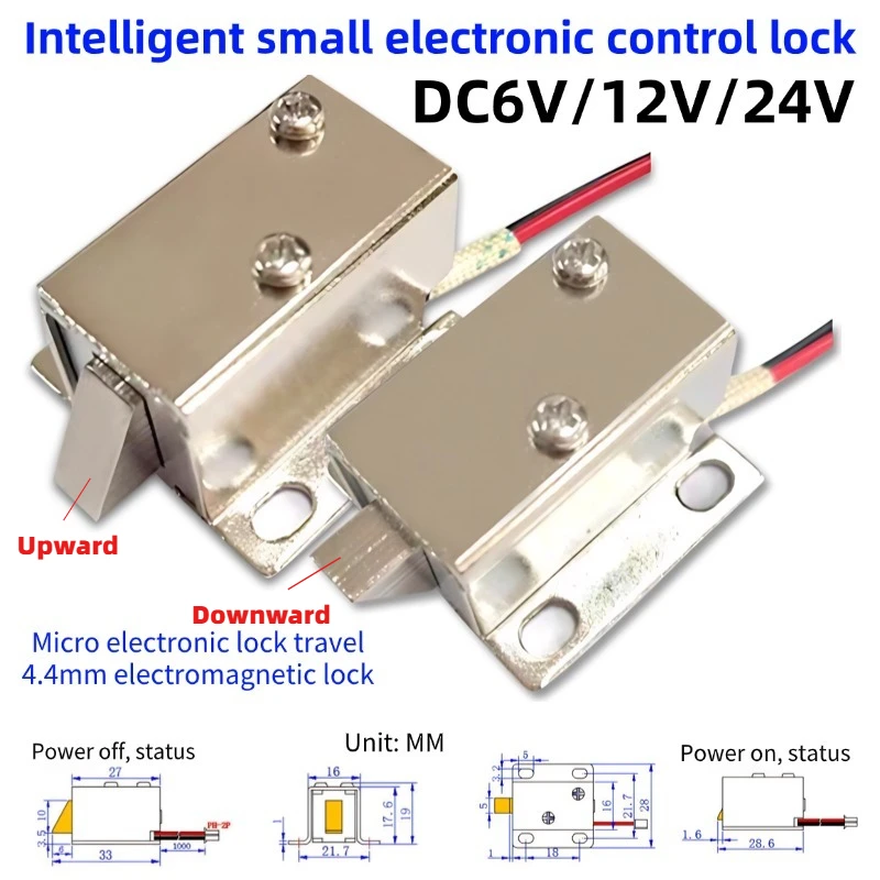 Smart Micro Electric Lock DC6V/12V, 4.4MM Stroke Solenoid Lock for Wine Dispenser, Smart Cat House, Vending Machine