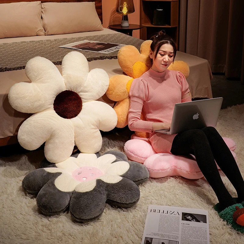 New Super Big Plush Sun Flowers Pillow Soft Toy Stuffed Toy Plush Mats Meditation Cushion Floor for Kids Baby Birthday Gift Toys