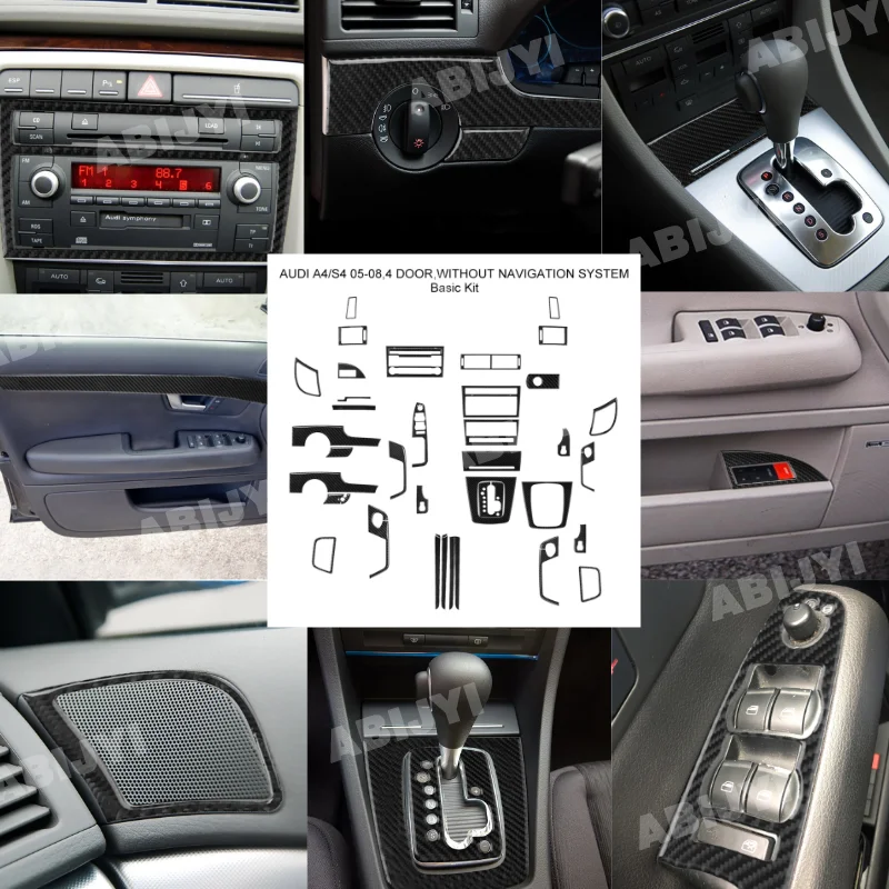 

For Audi A4 S4 2005 2006 2007 2008 Car Interior Decoration Protection Carbon Fiber Stickers Styling Accessories