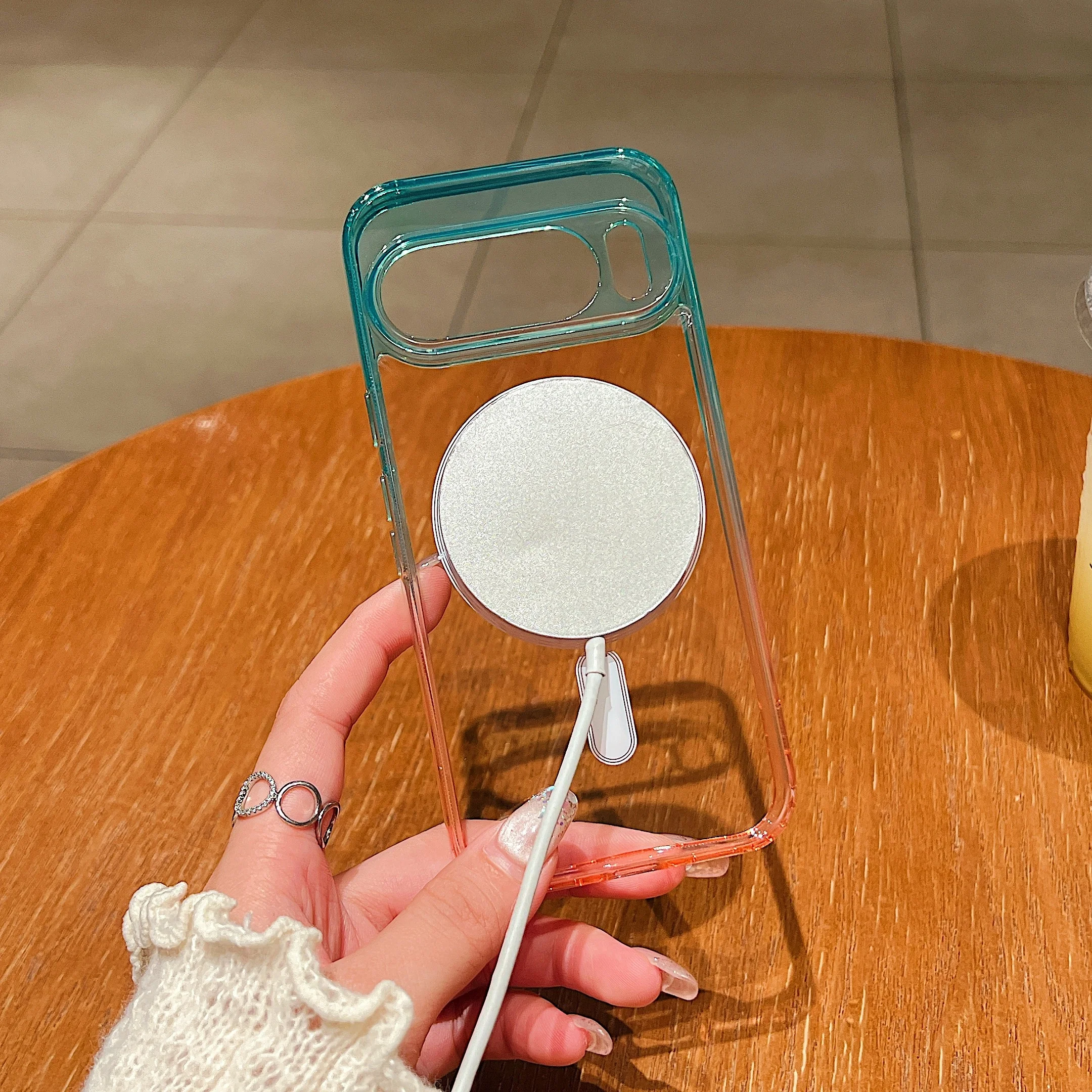 Pixel 10Pro Double Color Gradient for Magsafe Magnetic Case For Google Pixel 10 Pro Transparent Ultra Thin Wireless Charge Cover - náhled 4