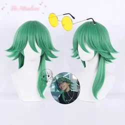 Heartsteel-Peluca de Cosplay Ezreal para hombre, pelo verde, resistente al calor, gorro gratis para Halloween