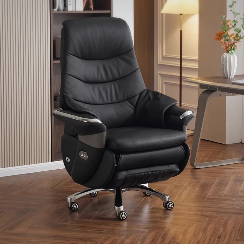

Leather footrest chair light luxury aesthetics rotating cheap wheels chair comfortable european designer muebles furniture