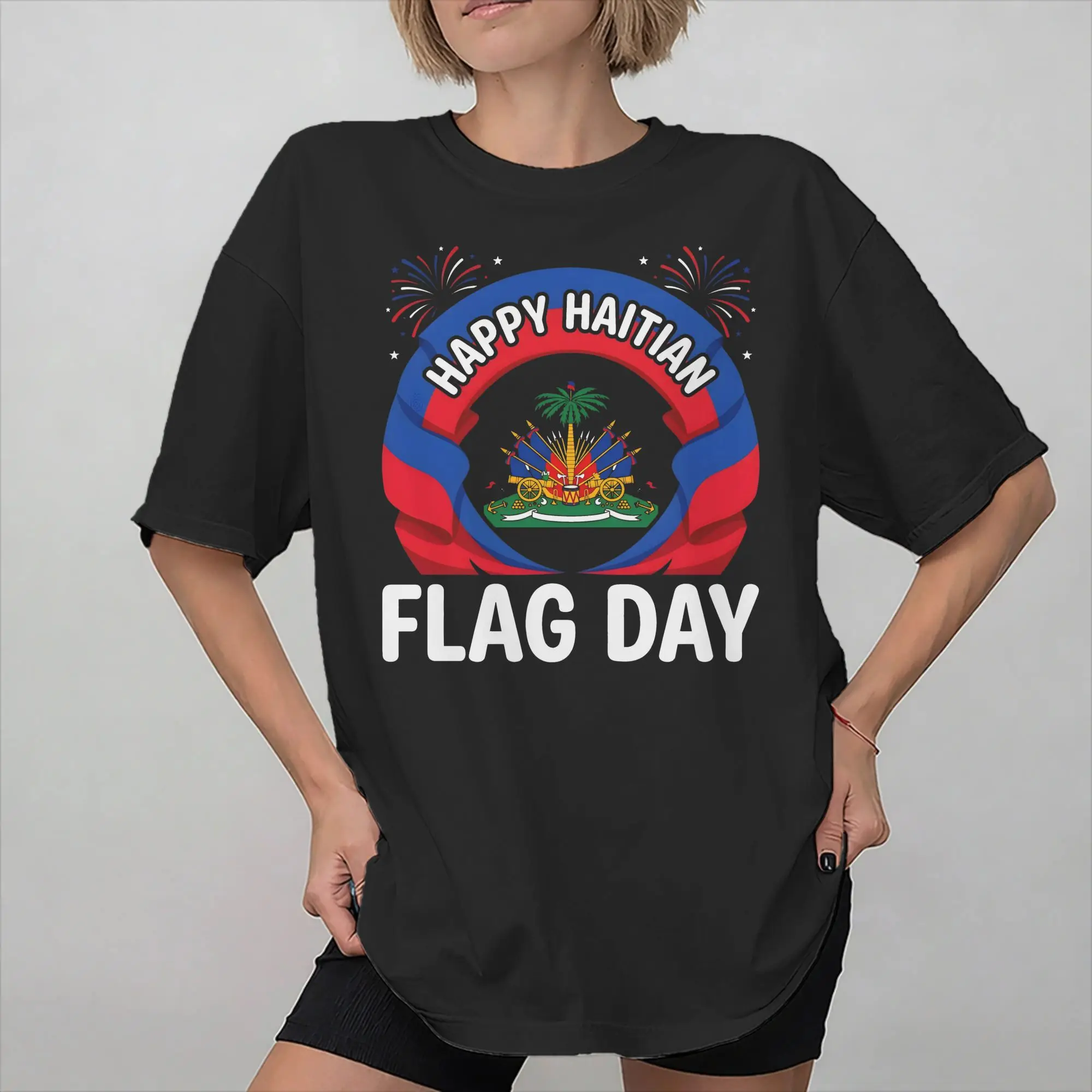 New Arrival Happy Haitian Flag Day Celebration T Shirt for Men Women  Cotton Tee Shirt Short Sleeve Clothes