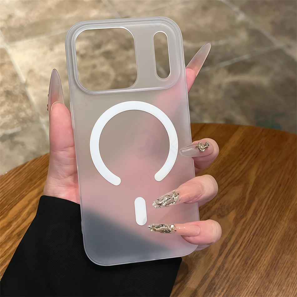 Magnetic Ultra Thin Matte Hard PC Clear Case For iPhone 15 14 13 12 16 17 Pro Max Orange Translucent For Magsafe Wireless Cover - Image 3