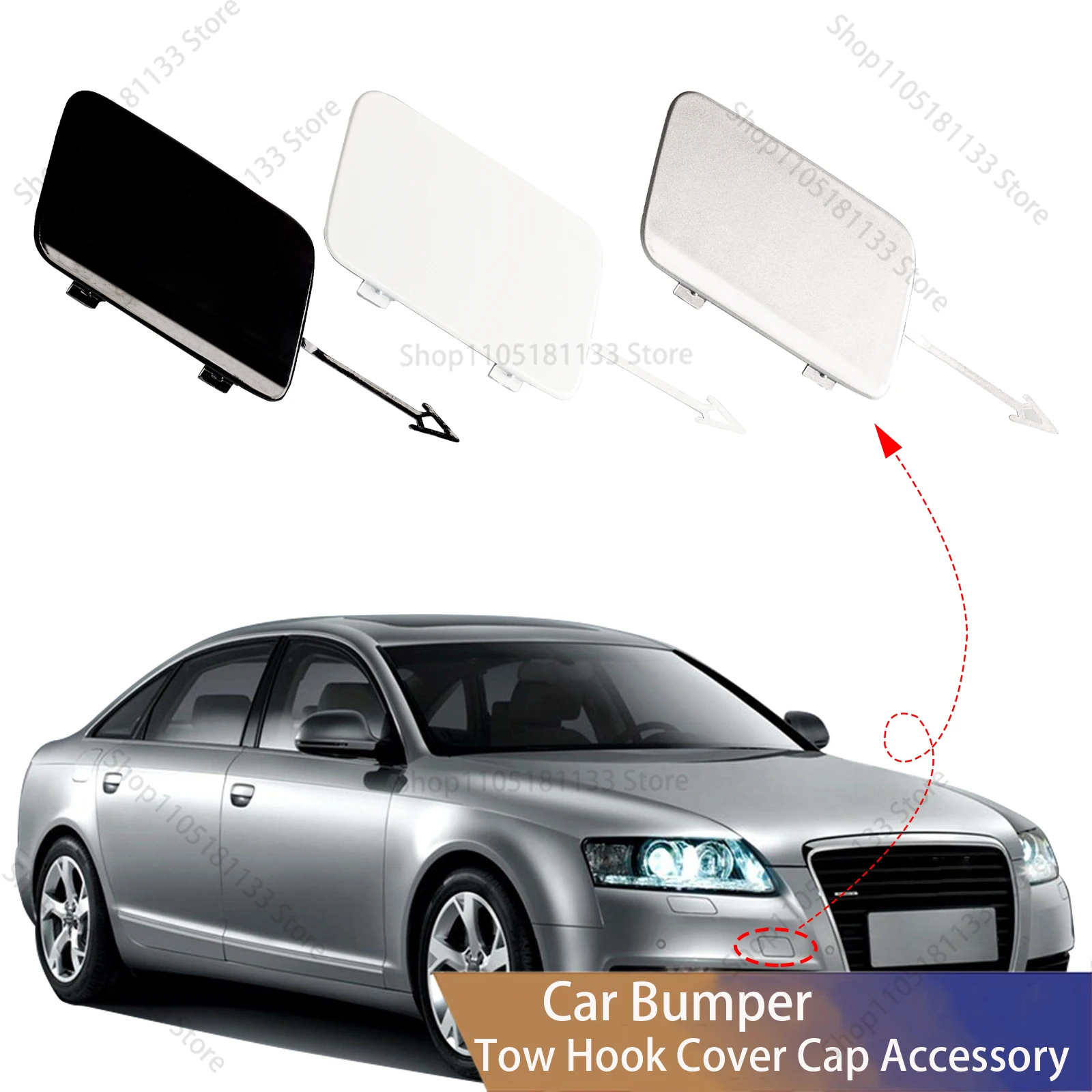 For Audi A6 C6 2009-2011 Front Bumper Tow Hook Cover 4F0807441F OE Replacement Premium Quality Direct Fit Installation