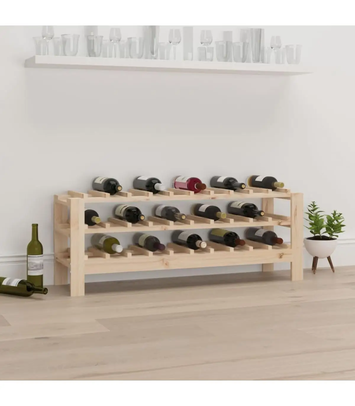 Wine rinks solid pine wood 109,5x30x42 cm