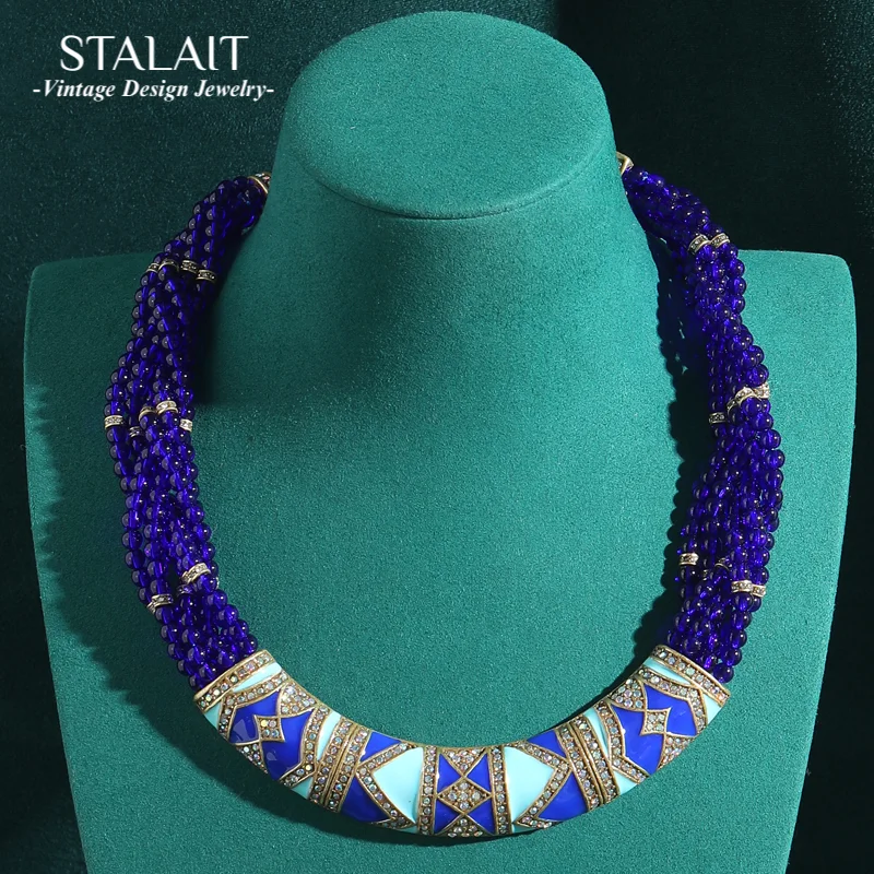 

Vintage Layered Twisted Beads Necklace Jewelry Enamel Collar Choker Luxury Designer Brands Women Accessories 2025 Trends Wedding