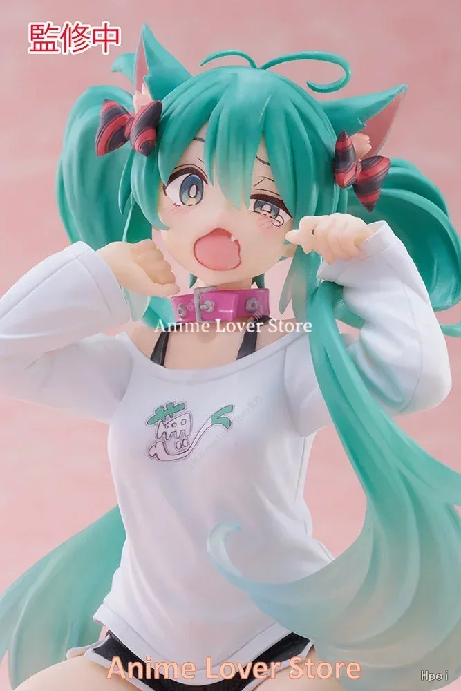 In Stock Original TAITO Desktop Cute Hatsune Miku Cat Ear Pajamas Anime Figure Ornaments Model Toy For Kids Gifts