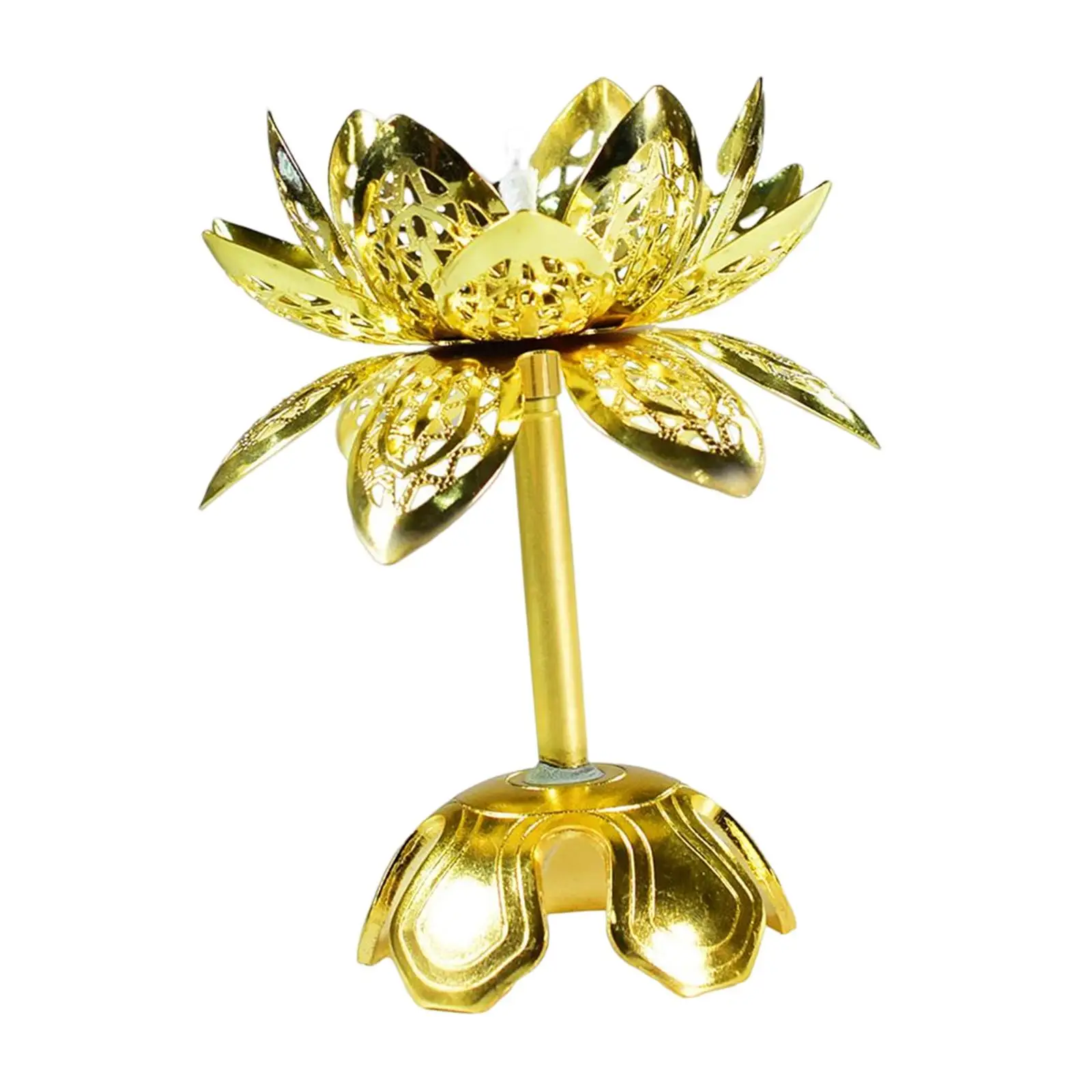 Butter Lamp Wick Holder Telescopic Lotus Flower Ghee Lamp Holder Wick Rack Home Decoration