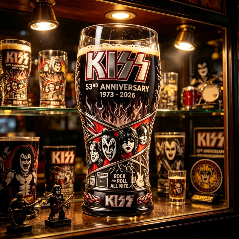 Vaso de Cerveza con Diseño de la Banda KISS, 53.º Aniversario 1973-2026, Rock and Roll All Nite, Heavy Metal