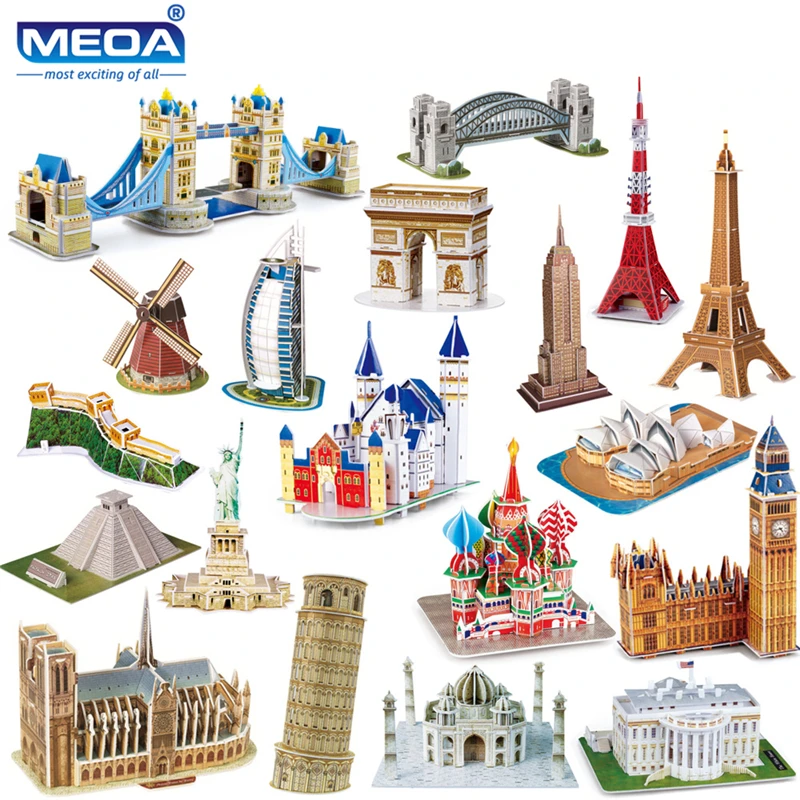 40 Style World Famous Architecture Building 3D Puzzle Model Construction Jigsaw Puzzles Toys For Kids Christmas Gift