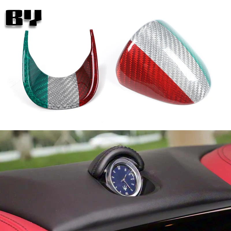 

Tri-color Carbon Fiber Car Dashboard Clock Trim Cover Decorative Sticker For Maserati Ghibli 2014-2021 Car Interior Accessories