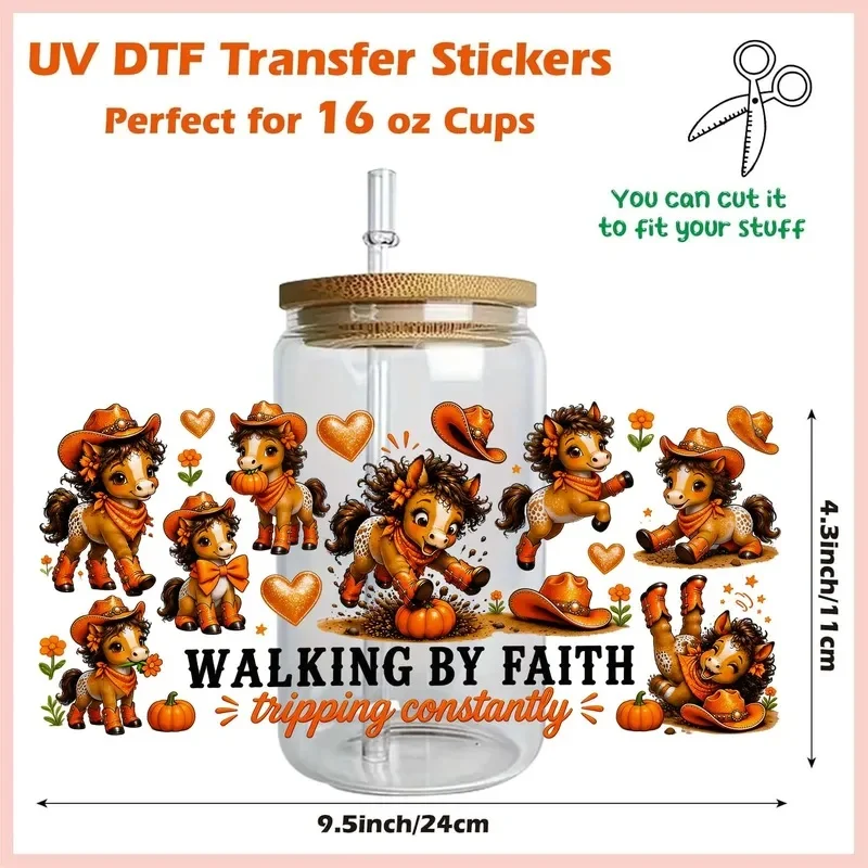 1/5pcs Cute Small Animals 16oz Rub On UV DTF Sticker Waterproof DIY Decals 3D Transfers UVDTF Sticker 16oz UV DTF Cup Wraps
