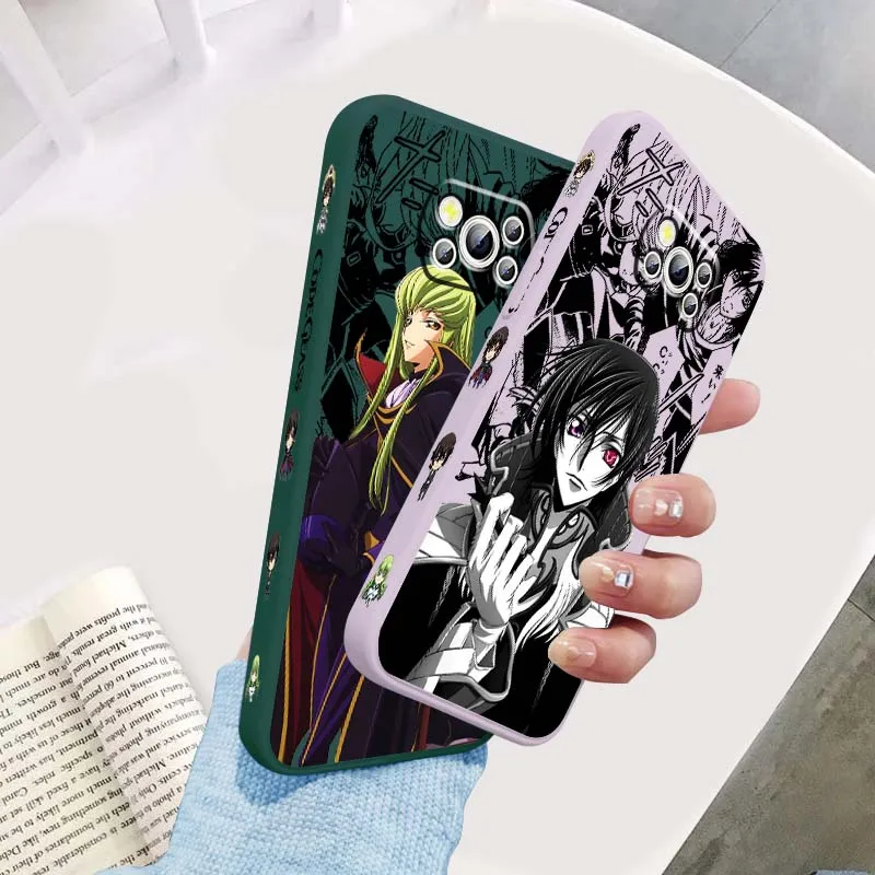 ファッショナブルなコードギアスアニメスマホケース Xiaomi Mi Poco X3 X4 X5 X6 M4 M5 M6 F4 F5 F3 GT Pro 5G対応 液体状左ロープカバー
