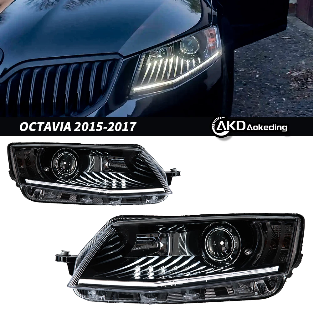 

For SKODA Octavia Headlight 2015-2017 12V H7 LED Fog Lights DRL Day Running Light Tuning Car Accessories Octavia AKD Head Lamp