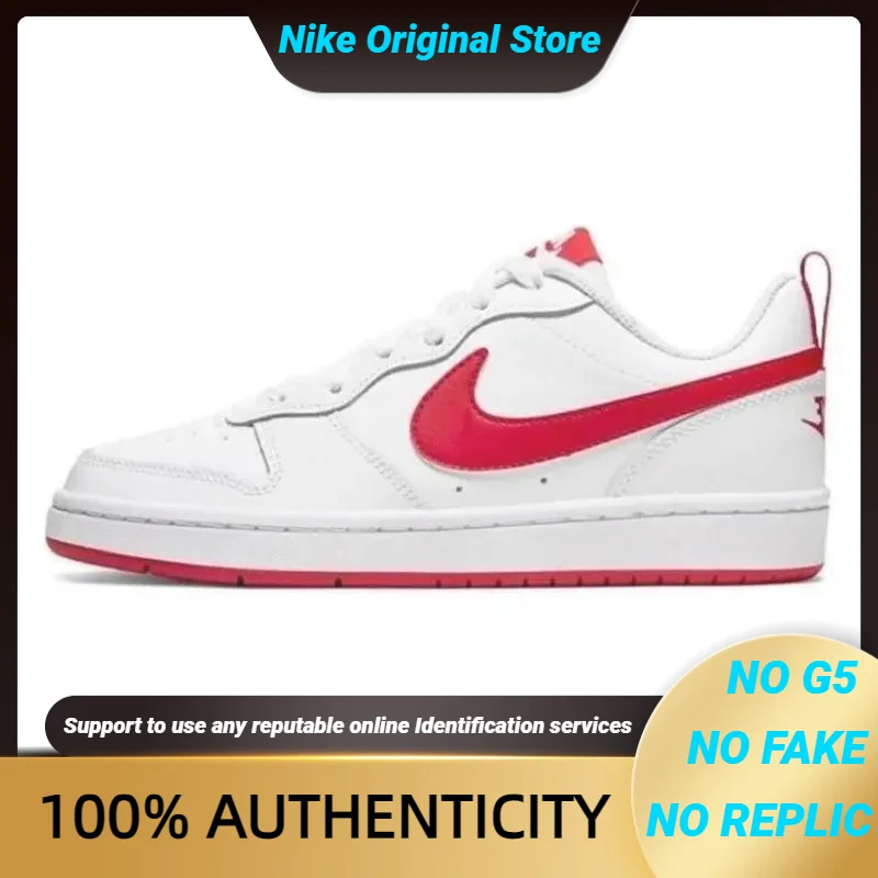 

Nike Court Borough Low 2 White Red GS Sneakers shoes BQ5448-103