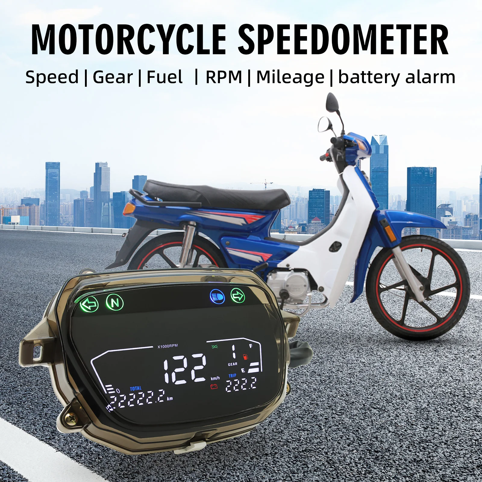 For Demak EX90 Motobike Dashboard LED Speed Display DGITAL METER Tachometer Odometer For Honda EX90 Speedometer