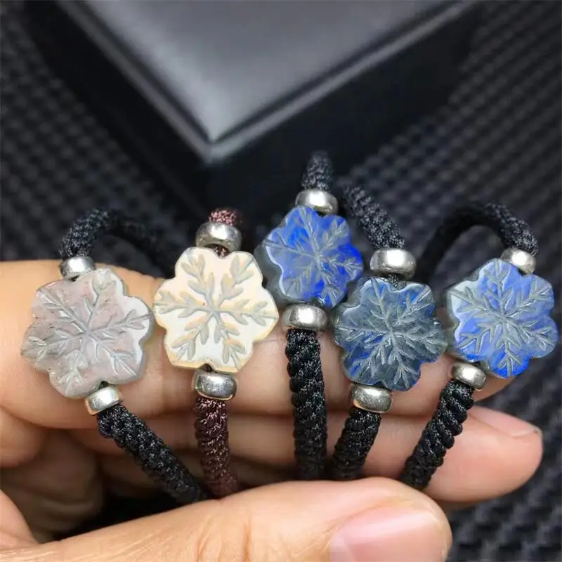 Natural Snowflake Iolite Strawberry Quartz Woven Bracelet Fashion Energy Stone Reiki Healing Crystal Strand Fengshui Gift 1PCS