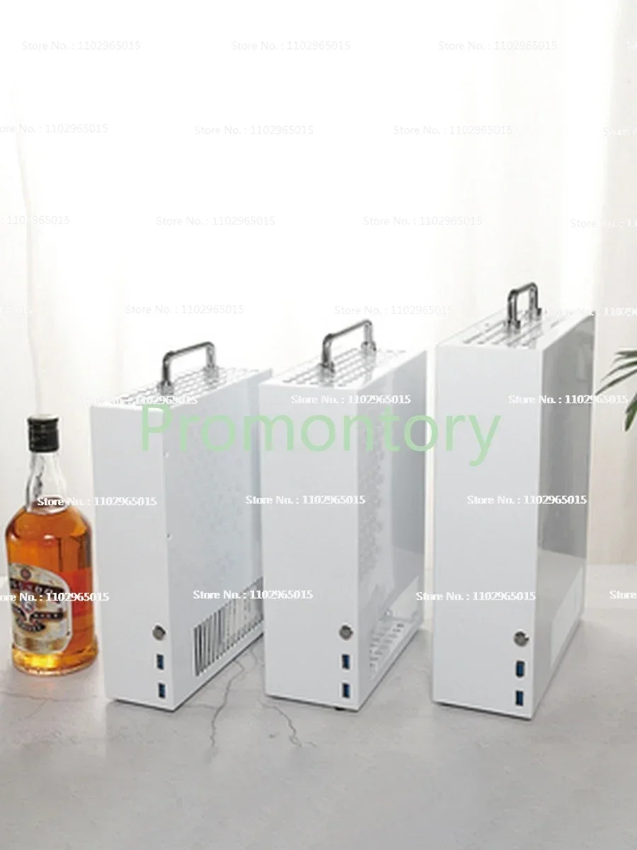 เคสคอมพิวเตอร์ขนาดเล็กแบบพกพา itxMATX สีขาว รุ่น P02 P03 P04 พร้อมหูหิ้ว รองรับพาวเวอร์ซัพพลายแบบ FLEX รองรับการ์ดจอขนาดใหญ่