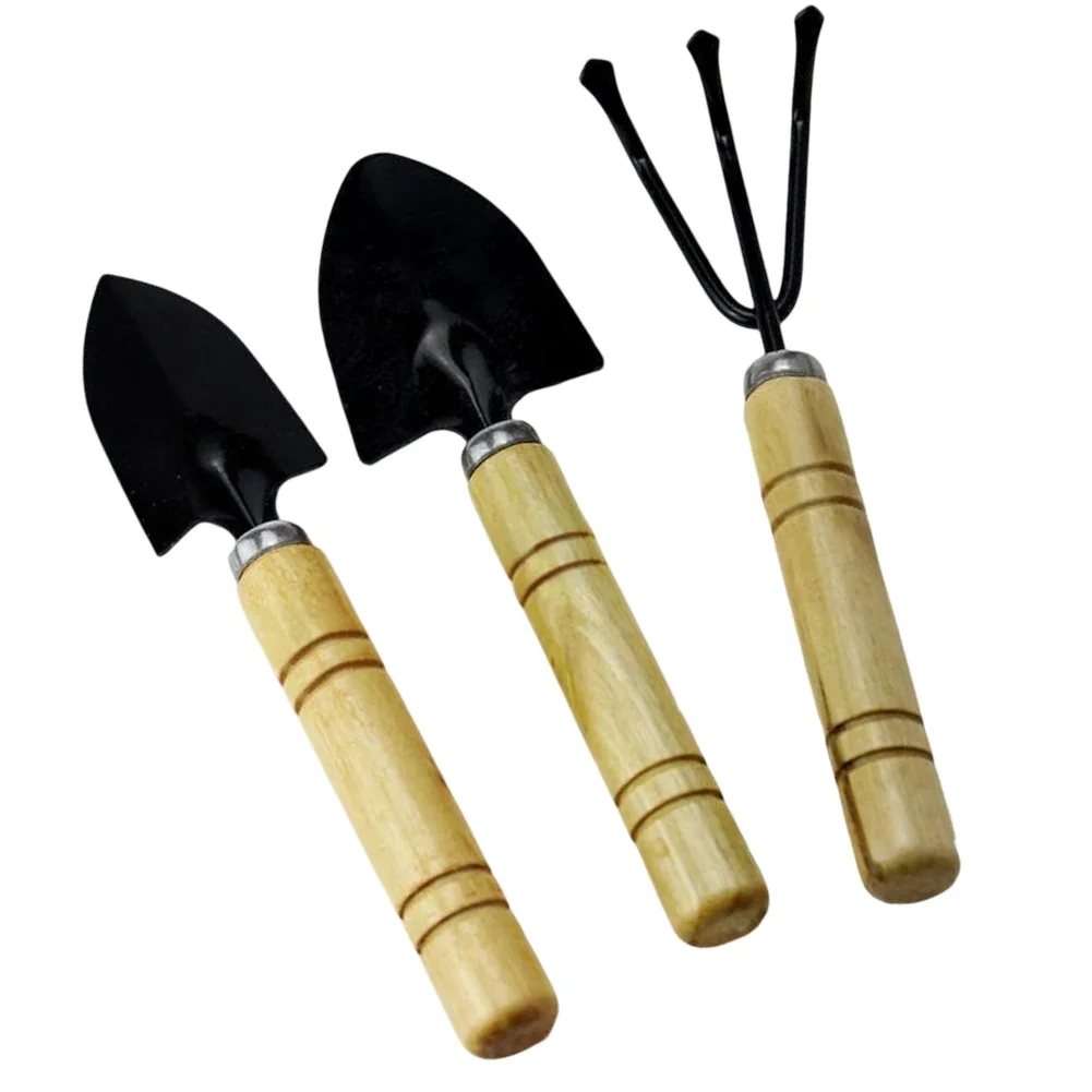 Garden Hand Tools 3pcs Garden Tools Gardening Tasks Transplanting Flowers Wooden Handle Iron Shovel Leveling Soil