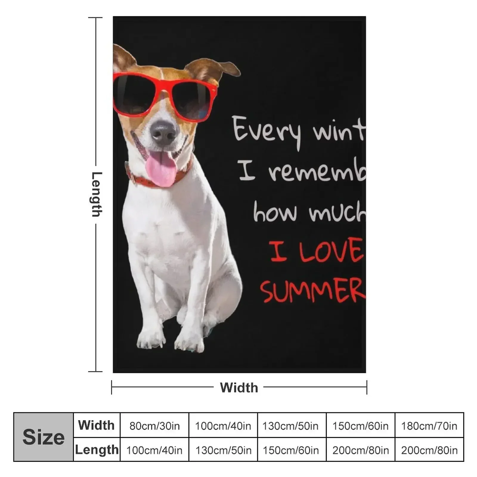 Every winter, I remember how much I love summer. Jack Russell terrier in red sunglasses. Throw Blanket Summer Blankets