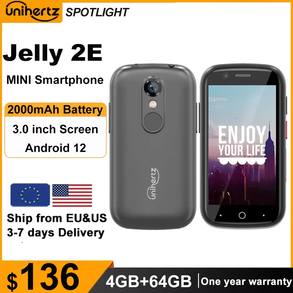 Unihertz Jelly 2E Mini Smartphone 4GB 64GB Android 12 Unlocked Mobile Phone 2000mAh Portable Cellphones