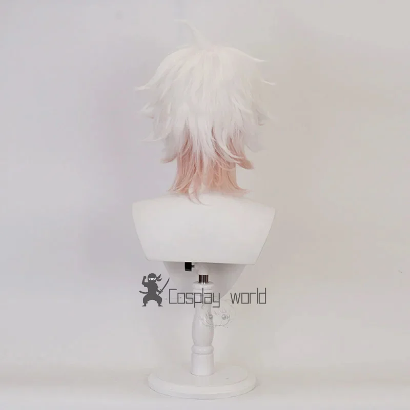 Anime Nagito Komaeda Cosplay Wigs 35cm Short Pink White Color Party Cosplay Heat Resistant Synthetic Hair +Wig Cap