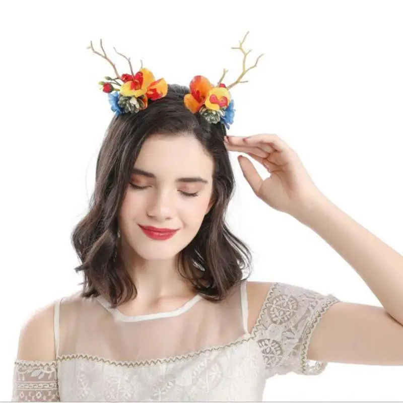 Fairy Headdress Headwear Elk Hair Clip Hairpins Bells Hair Accessory Christmas Headband Antlers Hairband