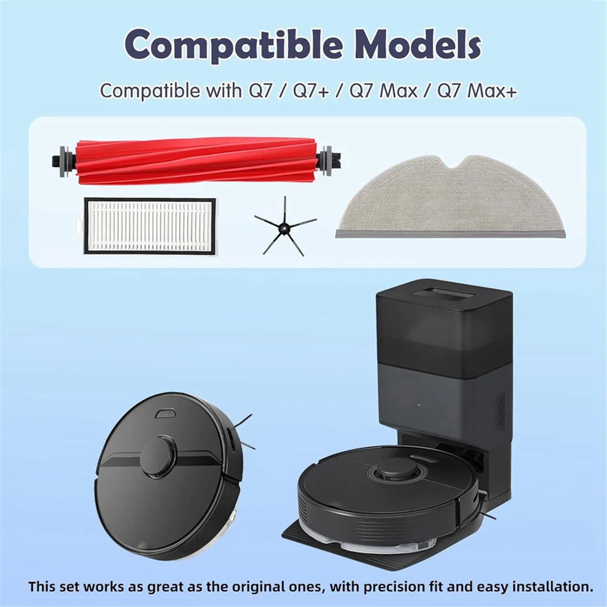 สําหรับ Roborock Q7 / Q7 + / Q7 Max / Q7 Max + เครื่องดูดฝุ่นหุ่นยนต์หลักแปรงด้านข้าง Hepa Filter Mop ผ้าฝุ่นกระเป๋าอุปกรณ์เสริม