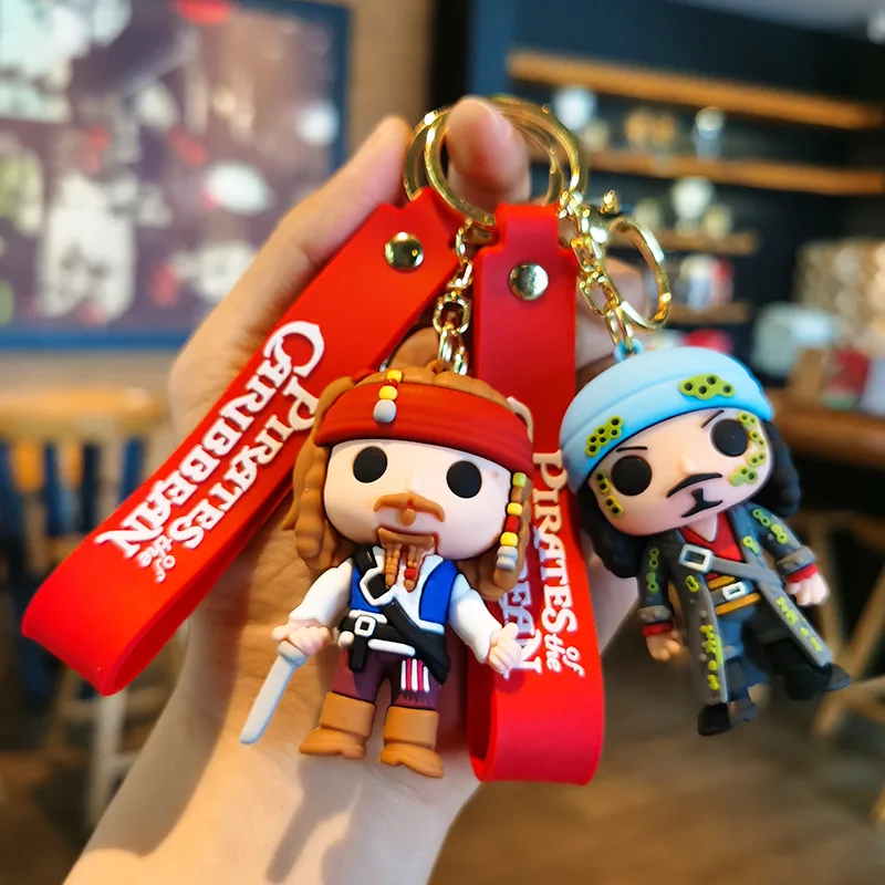 Pirates Of The Caribbean Cute Doll Pendant Anime Figures Jack Sparrow Fashion Backpac Keychain Bag Keyring Pendant Birthday Gift