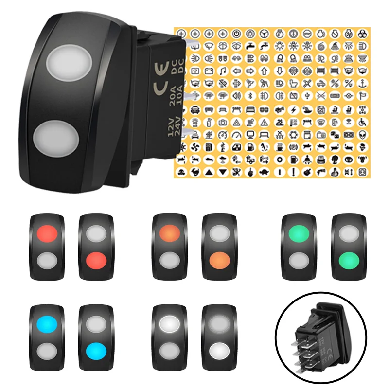 12V Dual Lens DPDT Rocker Switch 3 Position Polarity Reverse Latching Toggle Switch For The ARB/Carling/NARVA 4x4 Caravan