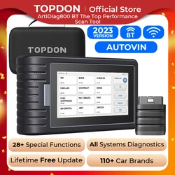 TOPDON Artidiag800 BT OBD2 Professional Car Diagnostic Tool Automotive Scanner All System Scan Tool Free Lifetime Upgrade ECU