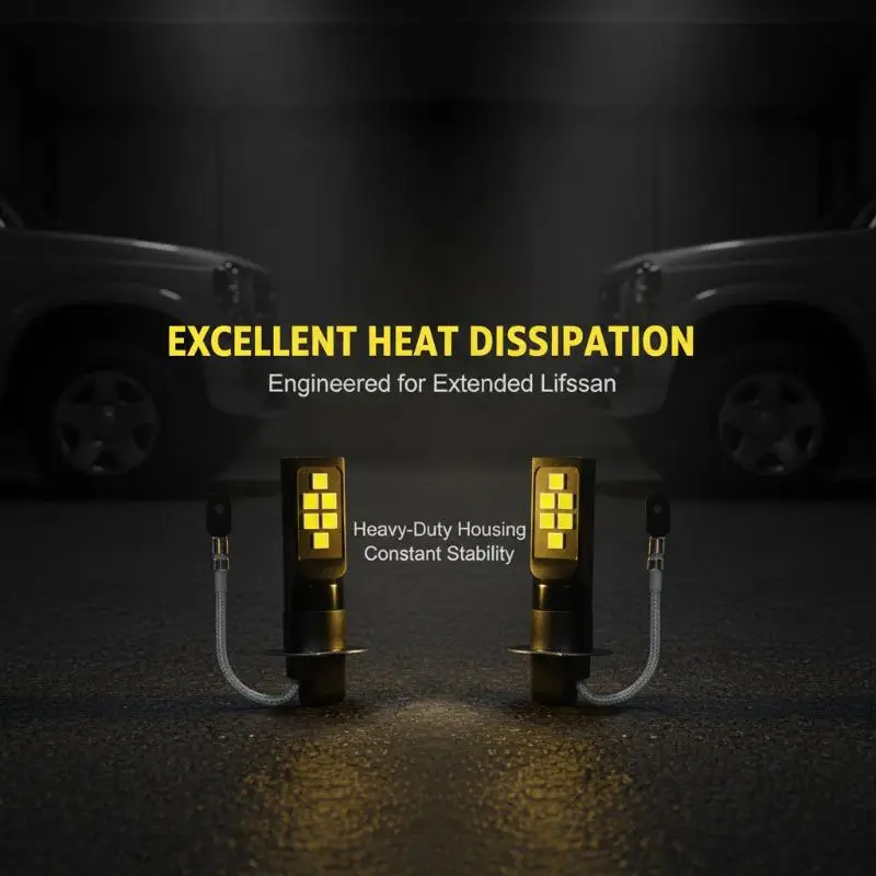 H3 Auto LED Fog Lights 1Pcs 3030 Microchip 12V Plug and Play Bright Front Fog Lamp for All Car Models Upgrade