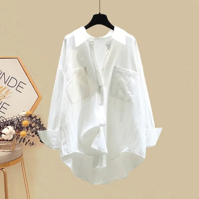 2024 Summer Women Casual Shirts Sling Shorts 1 or 3 Piece Set Korean Lady White Blouse Vest Crop Tops Pants Suits New Outfits