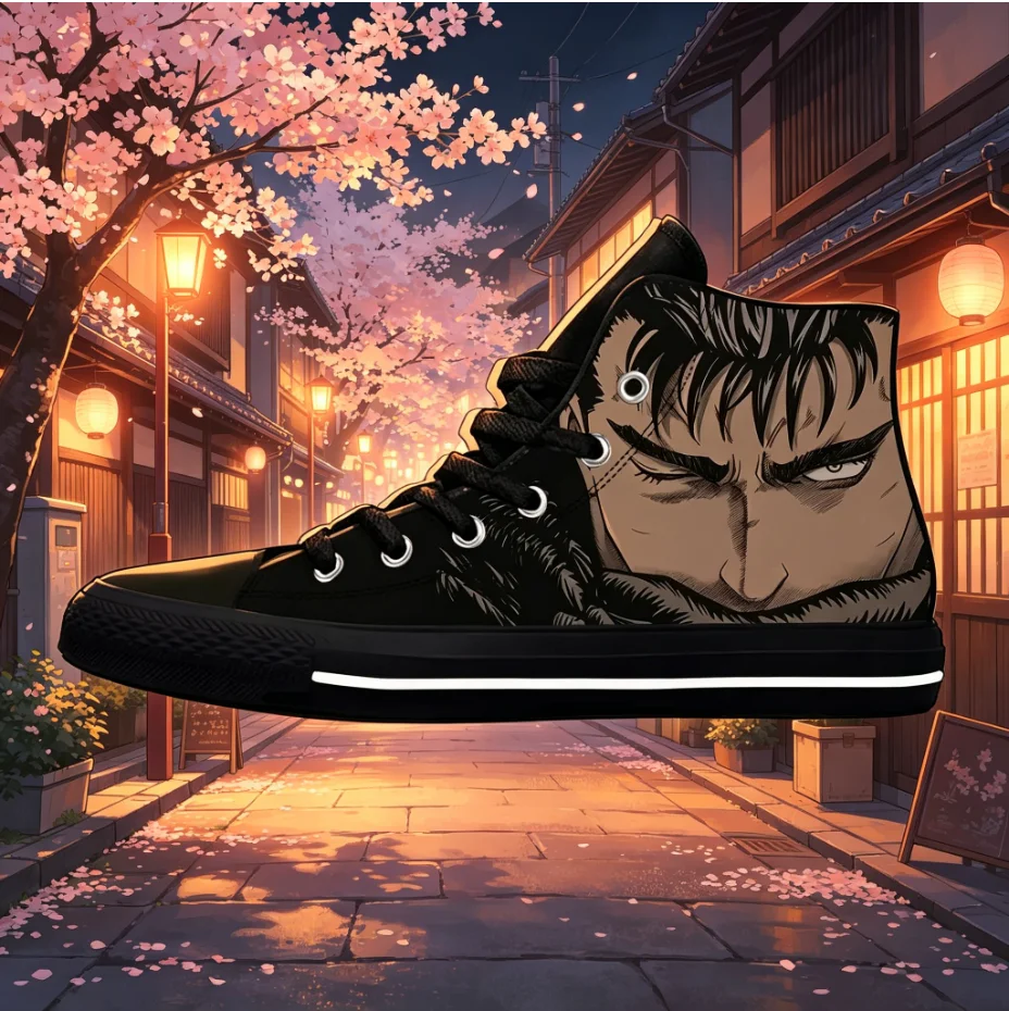 

Berserk Guts All Season High Top Sneakers Custom Fantasy Print Flexible Sole Unisex Outdoor Shoes