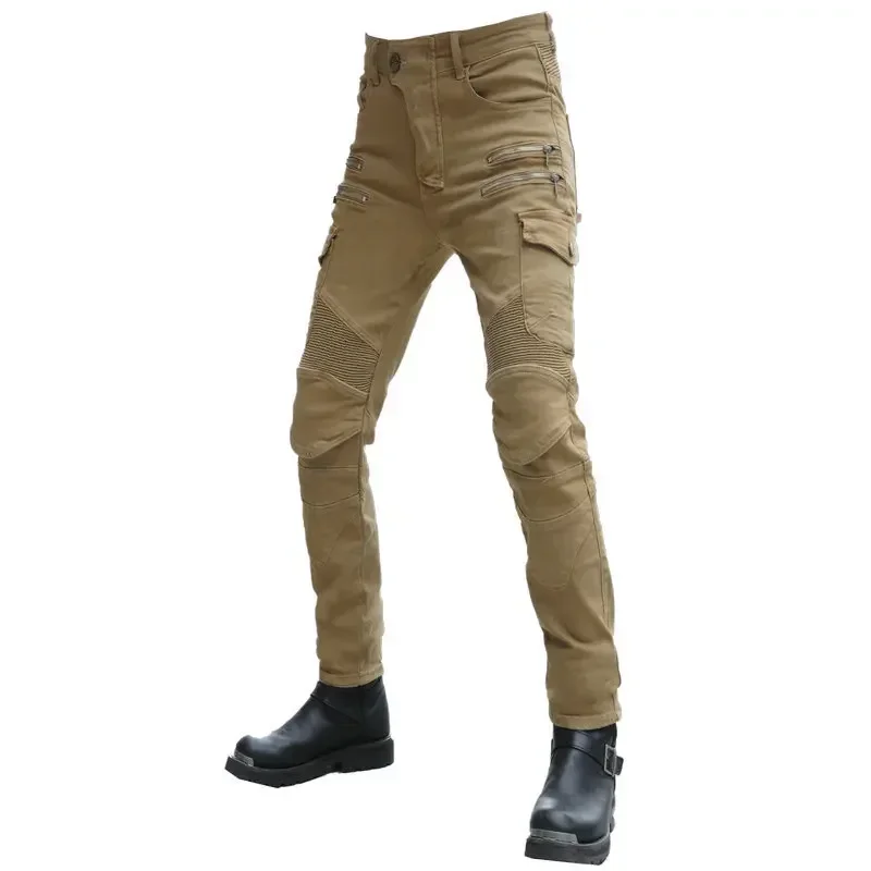 Riding Moto Protective Trousers Motorcycle Zipper Jeans Pants Elastic Slim Breathable Riding Pants For Men Wommen