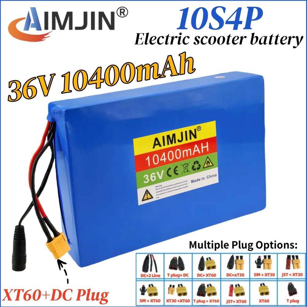 

36V 10.4Ah 10S4P 18650 Lithium Battery Pack Built-in BMS for 500W 750W Skateboard Scooter Longboard, Commuting Tool Replacement