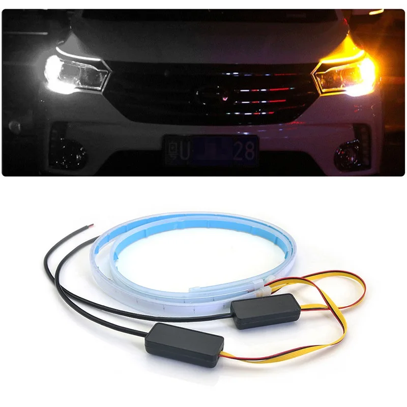 

2Pcs For Audi A3 A4 B5 B6 B7 B8 B9 A5 A6 C5 C6 C7 A7 A8 D3 D4 R8 TT Car Flexible DRL Flowing Amber Day Light Turn Signal Light