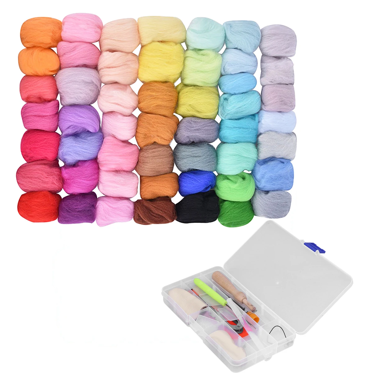 

50 Colors Felt Tool Set for DIY Crafts Needle Felting Roving Handmade Felting Wool Tools Premium Gifts Sewing Kits