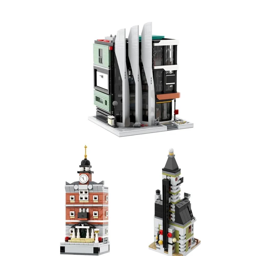 MOC Town Hall The Office Boss on top Model Building Blocks Modern Architecture Bricks Mini Modular 10273 Haunted House Toy Gift