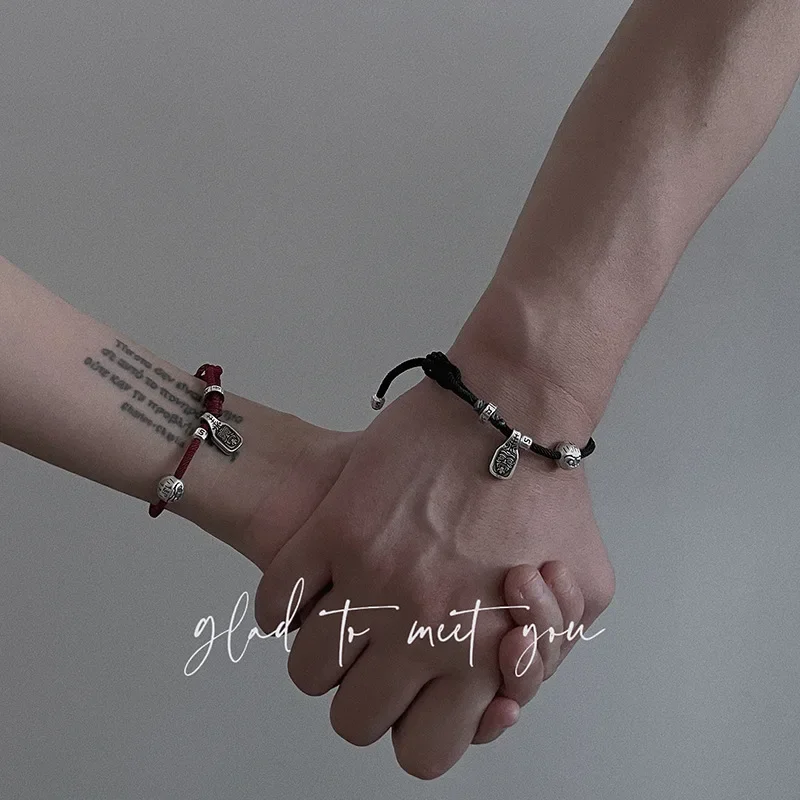 

Новый нишевый модный дизайн Тибетский патрон Бог Юксинг Дхарма браслет для пары стерлингового серебра S925 мужская и женская цепочка на руку