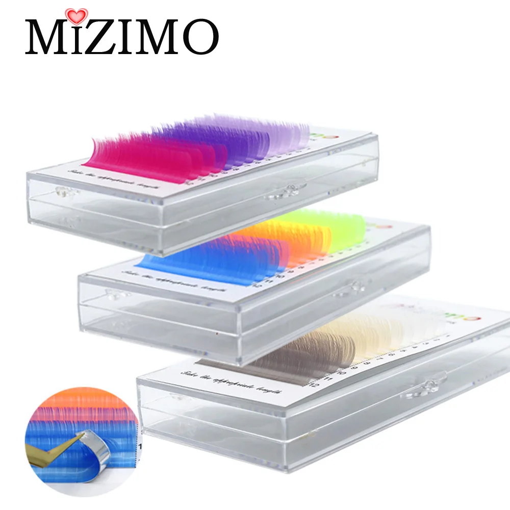 0.07 Color Single Grafting False Eyelashes White Pink Blue Purple Gray Mixed Soft Root Clear Daily Makeup False Eyelashes
