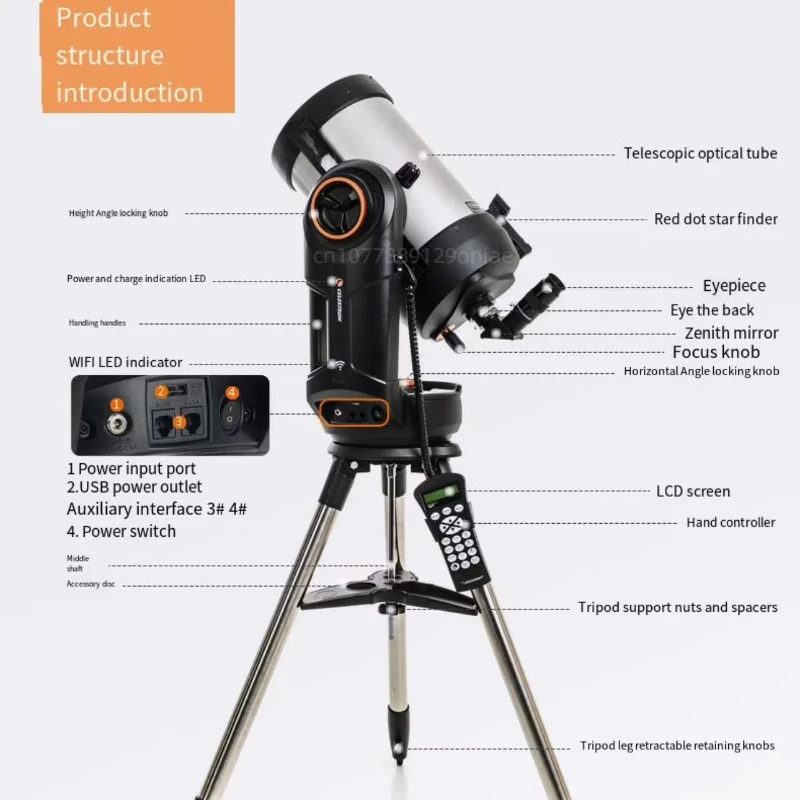 NexStar 8SE geëvolueerde astronomische telescoop met groot diafragma, automatische sterzoeken en optionele mobiele powerbank